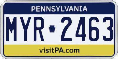 PA license plate MYR2463