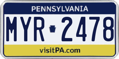 PA license plate MYR2478
