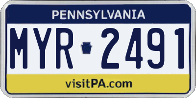 PA license plate MYR2491