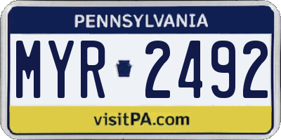 PA license plate MYR2492