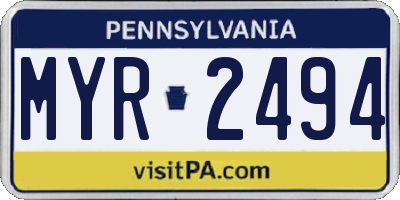 PA license plate MYR2494
