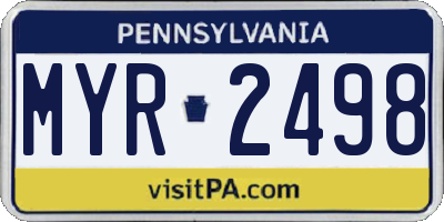 PA license plate MYR2498