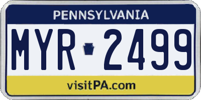 PA license plate MYR2499