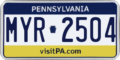 PA license plate MYR2504