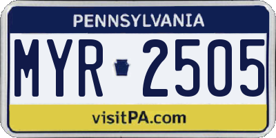 PA license plate MYR2505