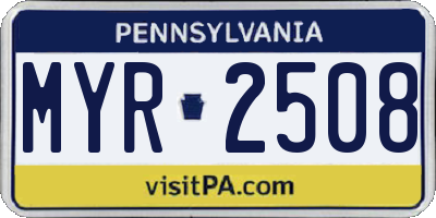 PA license plate MYR2508