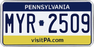 PA license plate MYR2509