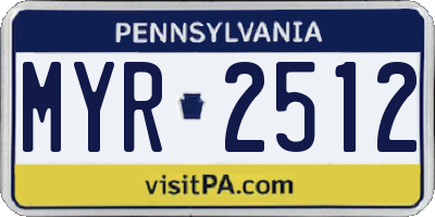 PA license plate MYR2512