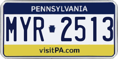 PA license plate MYR2513