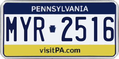 PA license plate MYR2516