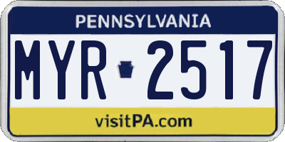 PA license plate MYR2517