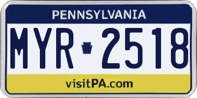 PA license plate MYR2518