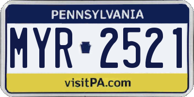 PA license plate MYR2521