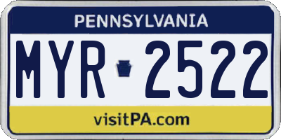 PA license plate MYR2522