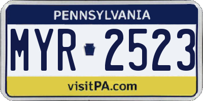 PA license plate MYR2523