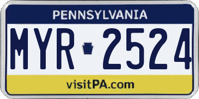 PA license plate MYR2524
