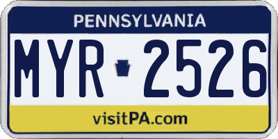 PA license plate MYR2526