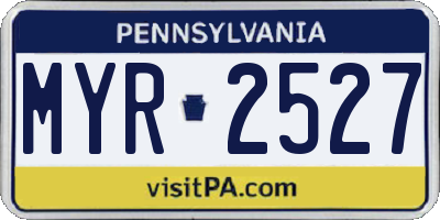 PA license plate MYR2527