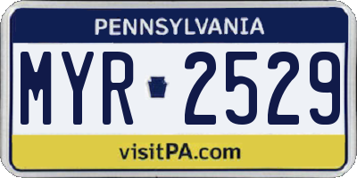 PA license plate MYR2529