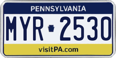 PA license plate MYR2530