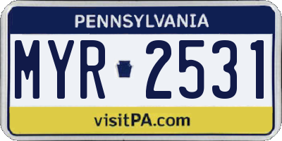 PA license plate MYR2531