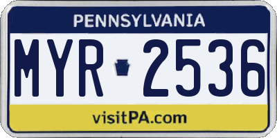 PA license plate MYR2536