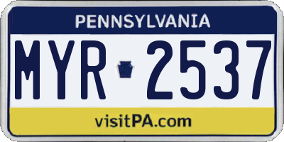 PA license plate MYR2537
