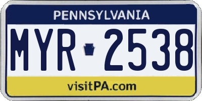 PA license plate MYR2538
