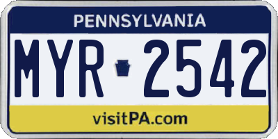 PA license plate MYR2542
