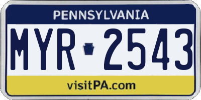PA license plate MYR2543