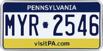 PA license plate MYR2546