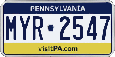 PA license plate MYR2547