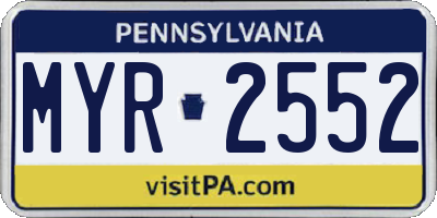PA license plate MYR2552