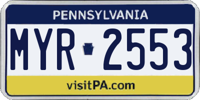 PA license plate MYR2553