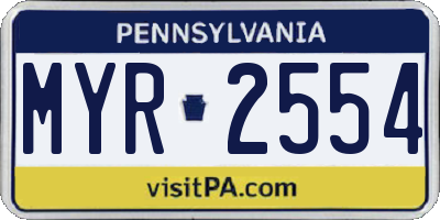 PA license plate MYR2554