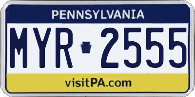 PA license plate MYR2555