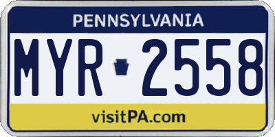 PA license plate MYR2558