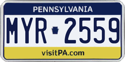 PA license plate MYR2559