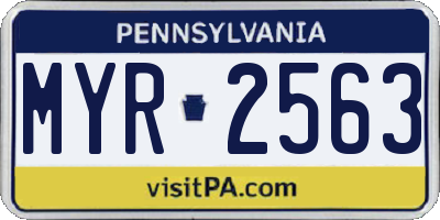 PA license plate MYR2563
