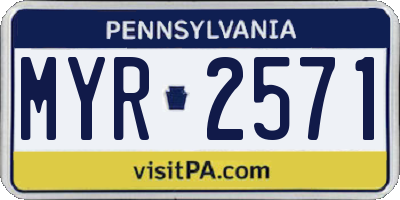 PA license plate MYR2571