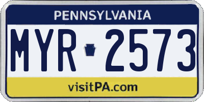 PA license plate MYR2573