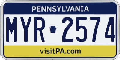PA license plate MYR2574