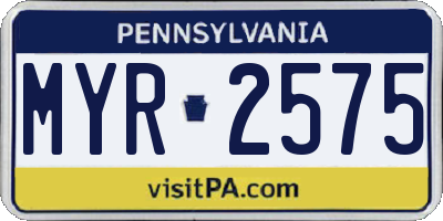 PA license plate MYR2575