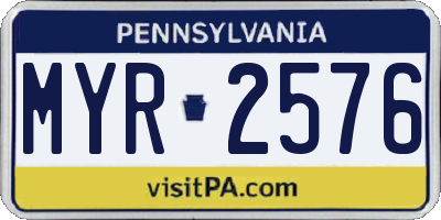 PA license plate MYR2576