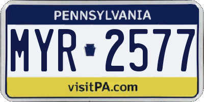 PA license plate MYR2577