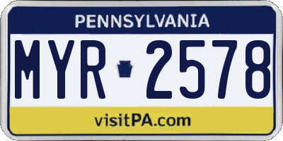 PA license plate MYR2578