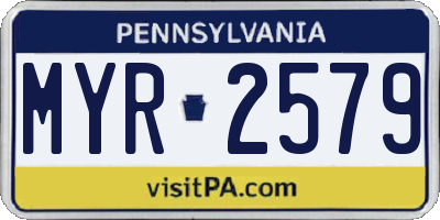 PA license plate MYR2579