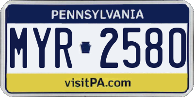 PA license plate MYR2580