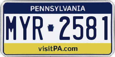 PA license plate MYR2581