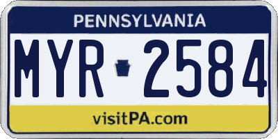 PA license plate MYR2584